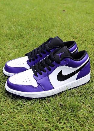 Кроссівки nike air jordan 1 low court purple white джордан фіолетові оригінал