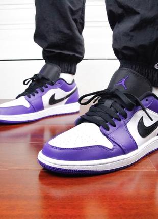 Кроссівки nike air jordan 1 low court purple white джордан фіолетові оригінал5 фото