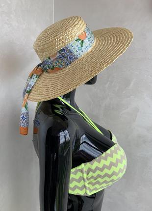 Шляпа из натуральной соломки с лентой в стиле dolce gabbana2 фото