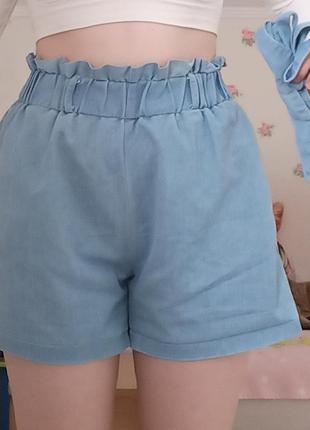 Шорты джинсовые на девочку летние с поясом карго3 фото