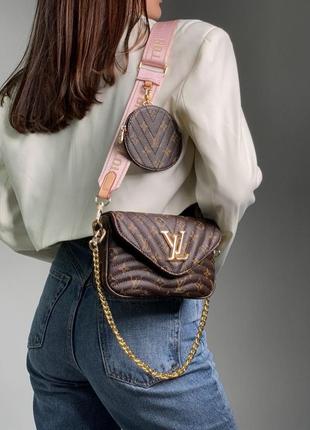 Сумка жіноча клатч  lv wave multi pochette brown/pink5 фото