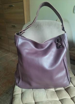 Супер стильная женская сумка из натуральной кожи лиловая