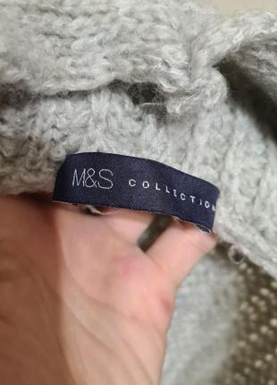 Серый вязаный объемный мирер кардиган с капюшоном оверсайз от m&amp;s9 фото