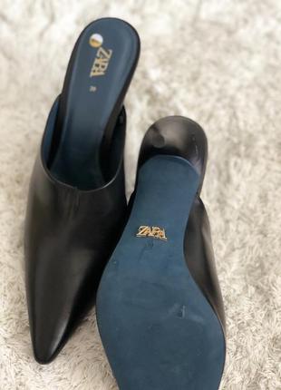 Кожаные туфли мюли zara blue collection, новая коллекция3 фото