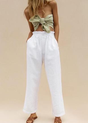 Классные натуральные льняные брюки h&amp;m