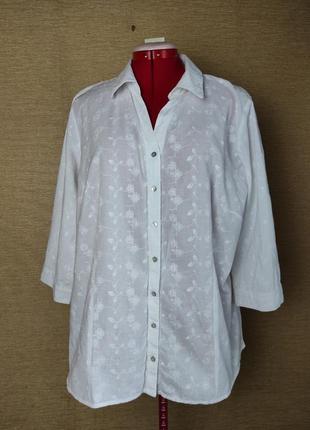 Біла бавовна блузка сорочка рубашка великий розмір1 фото