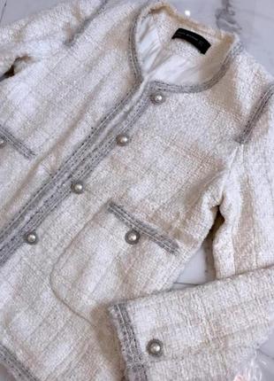 Твидовый стильный пиджак 42-44 размер бренда zara women1 фото