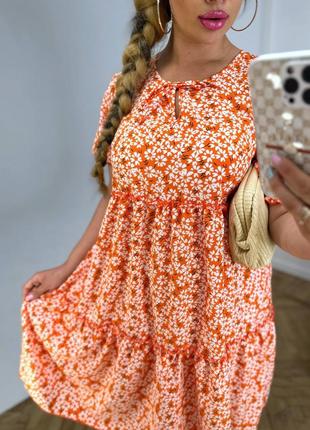 Женское платье в мелкий цветочный принт цвета3 фото