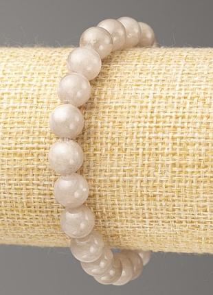 Браслет дымчатый агат (имит. акрил) d-8мм +- l-18см+- гладкий шарик на резинке