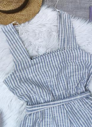 Женский комбинезон шорты zara голубой в полоску с поясом размер 44 s5 фото