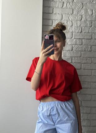 Футболка без бокових швів унісекс у червоному кольорі м