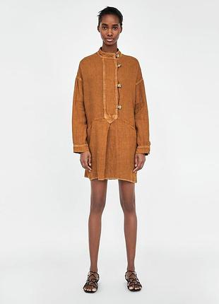 Платье туника рубашка лён zara