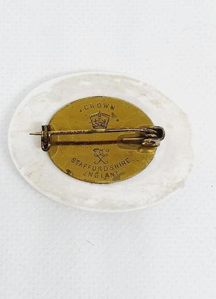 Вінтажна брошка порцеляна фарфор з великобританії. маркування crown staffordshire england.3 фото