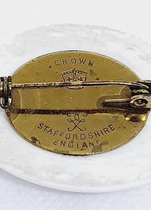Вінтажна брошка порцеляна фарфор з великобританії. маркування crown staffordshire england.4 фото
