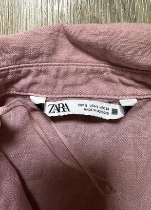 Вкорочена рубашка льон zara6 фото