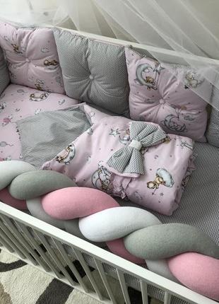 Комплект постільної білизни baby comfort fluffy-3 сплячі тварини 8 елементів ll3 фото