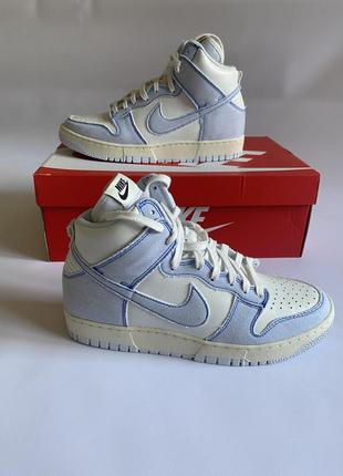 Новые  кроссовки nike dunk high 1985 blue denim оригинал6 фото