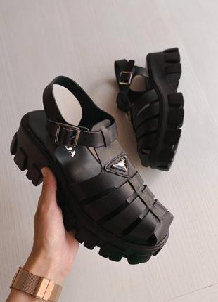 Босоножки prada monolith platform sandals black 🖤🖤🖤2 фото