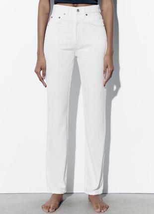 Джинсы zara high-rise straight-fit trf jeans