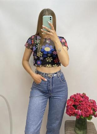 Shein актуальный топ сетка в цветы топик трендовый