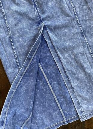 Длинная юбка карандаш с эффектом вареного денима3 фото