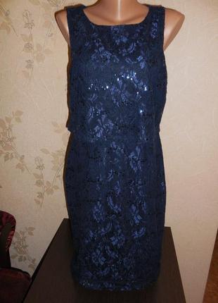 Платье *dresses* кружево, украшено паеточками + подклад, р. evro 38..s (44)