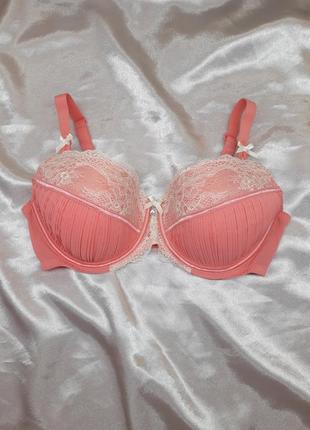 Идеальный розовый пудровый кружевной секси сексуальный бюстгальтер лифчик с мягкими паролоновыми чашками д е винтажный1 фото