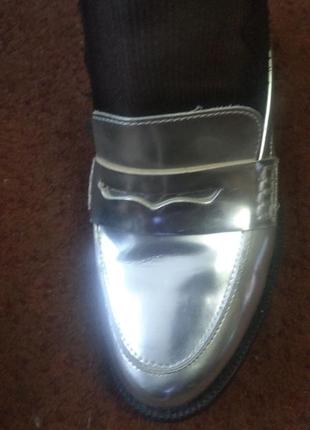 Шикарні лофери, оксофрды, дербі, туфлі срібло 37 розмір фірми h@m3 фото