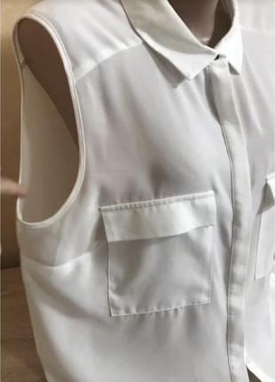 Воздушная белоснежная блуза без рукавов4 фото