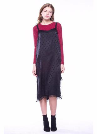 Сукня шовкова в білизняному стилі, розмір 38, чорна2 фото