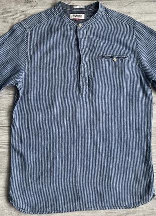 Сорочка\рубашка hilfiger denim mandarin collar striped linen shirt