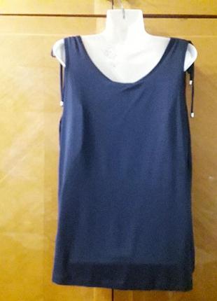 Terre bleue нова брендова красива темно - синя блуза топ р 46.