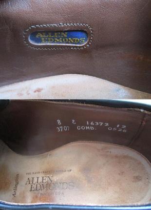 Allen edmonds arlington (41,5) кожаные туфли лоферы броги мужские ручной работы10 фото