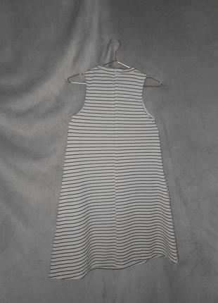 Платье сарафан в полоску трапеция свободного кроя4 фото
