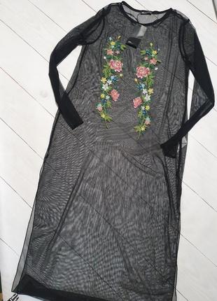 Платье сетка с вышивкой zara,новое6 фото