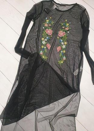 Платье сетка с вышивкой zara,новое4 фото