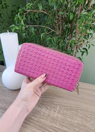 Жіночий великий гаманець на блискавці на 2 відділи рожевий