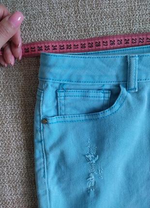 Бирюзовая мини - рваный джинс5 фото
