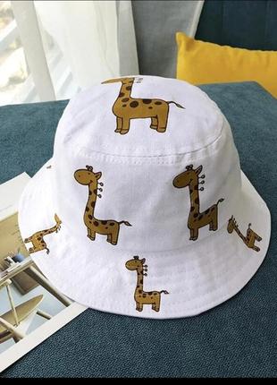 Хлопковая летняя детская панамка панама шапка шляпа жираф