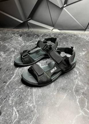 Кожаные, мужские сандалии nike black1 фото
