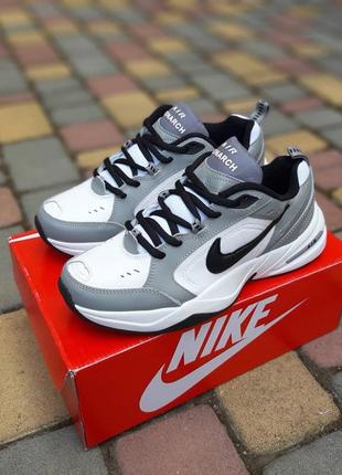 Кроссовки мужские nike air monarch белые серые / кросівки чоловічі найк аир монарх сірі кроссы