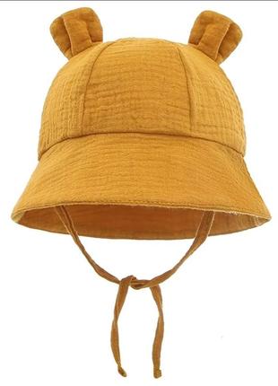 Хлопковая летняя детская панамка панама шапка шляпа с ушками