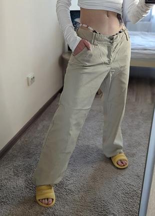 ❤️котонові довгі брюки карго кльош літні легкі штани вільні🔥мілітарі😱оверсайз стиль 90, 00-х 👖2 фото