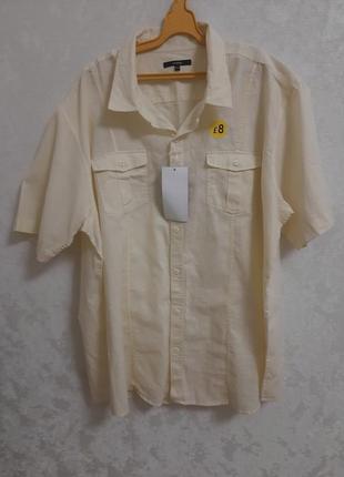 Натуральная рубашка лимонный цвет большой размер с льном9 фото