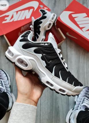 Кроссовки мужские nike air max plus tn белые черные / кросівки чоловічі найк аир макс білі кроссы