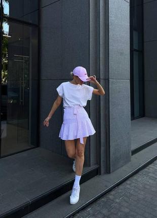 Жіноча літня зручна повсякденна стильна модна класна класична ділова яскрава трендова спідниця юбка міні якісна біла3 фото