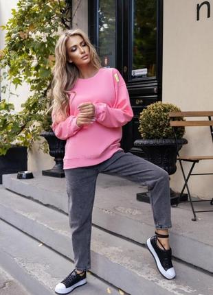 Распродажа шикарный женский свитшот розовый худи