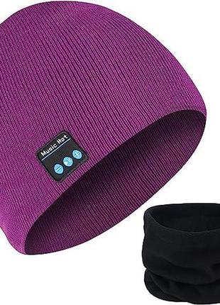 Фіолетова без бафа miserwe wireless beanie hat v5.0 унісекс чоловічі спортивні шапки та кепка зимовий відкритий спортивний трикота1 фото