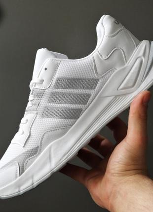 Мужские кроссовки сетка летние adidas white адидас бежевый текстильный на лето2 фото