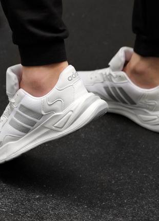 Мужские кроссовки сетка летние adidas white адидас бежевый текстильный на лето3 фото